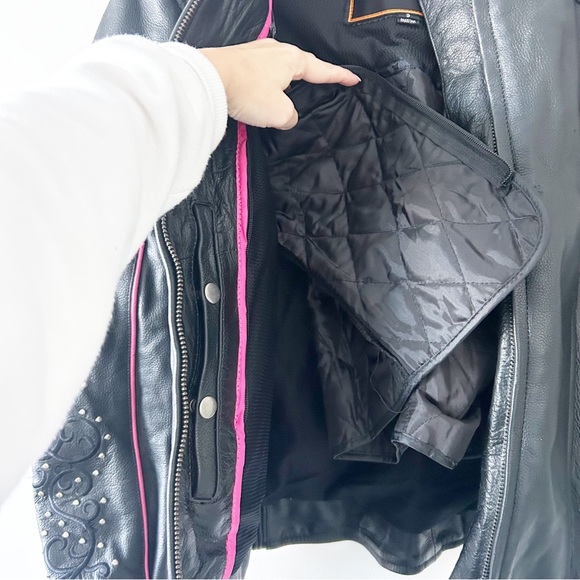 Vintage Renegade Classics Leather Hot Pink Wings Black Biker Moto Jacket Small - Picture 10 of 16